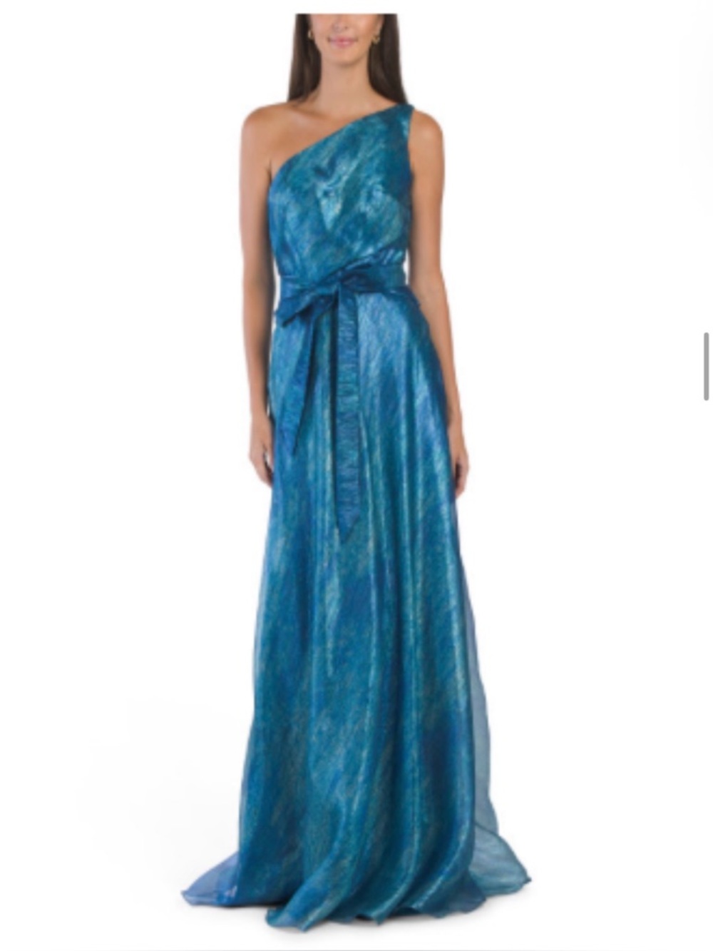 Rene Ruiz One-Shoulder Organza Evening Gown